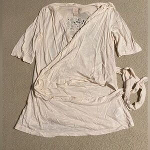 Cream Wrap Top with Lace Detail